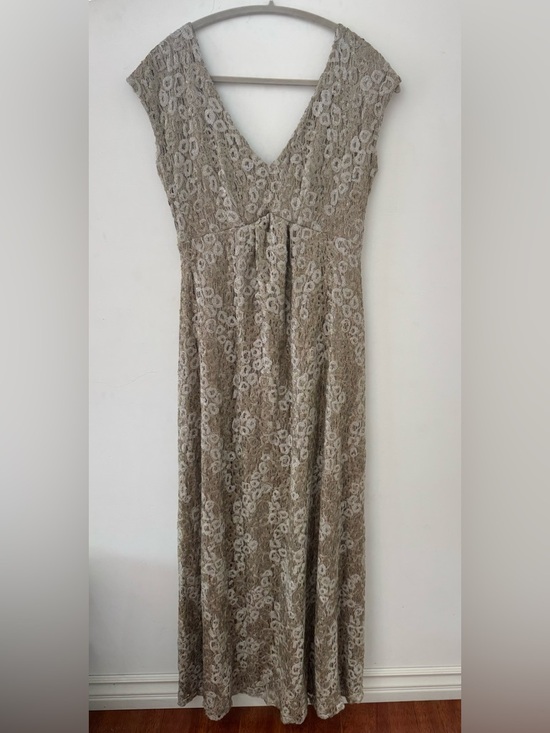Tiffany Rose Dresses & Skirts - Tiffany Rose Maternity Evening Gown in Beaded Sparkly Taupe and Cream